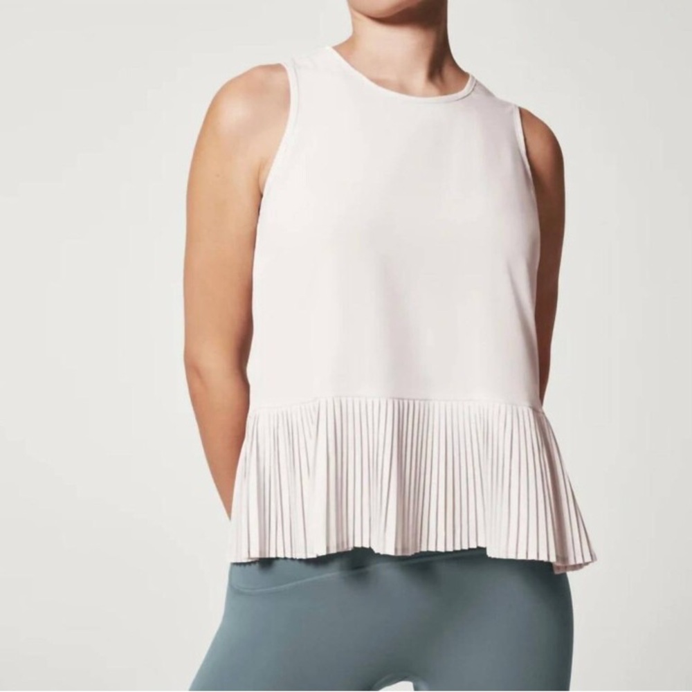 Spanx cream pleated tank top